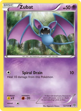 Zubat #52 · Plasma Storm Pokémon card