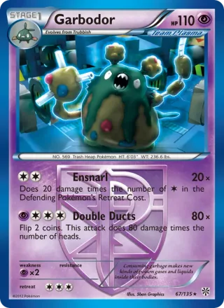 Garbodor #67 · Plasma Storm Pokémon card