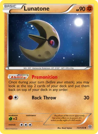 Lunatone #73 · Plasma Storm Pokémon card