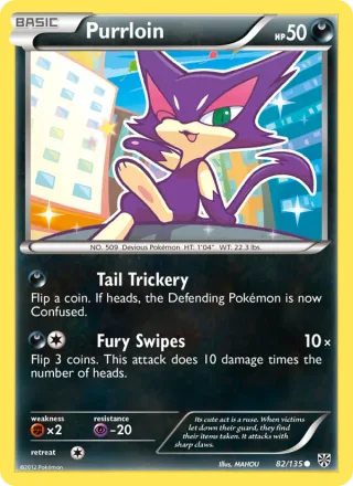 Purrloin #82 · Plasma Storm Pokémon card