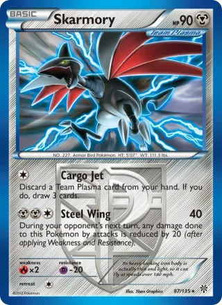 Skarmory #87 · Plasma Storm Pokémon card