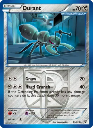 Durant #91 · Plasma Storm Pokémon card