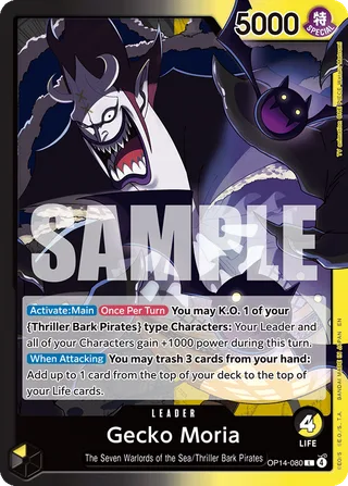 Gecko Moria #OP14-080 · The Azure Sea's Seven One Piece card