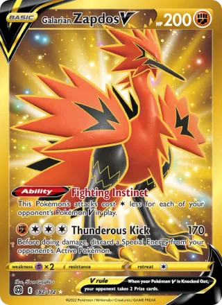 Galarian Zapdos V #182 · Brilliant Stars Pokémon card
