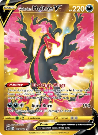 Galarian Moltres V #183 · Brilliant Stars Pokémon card
