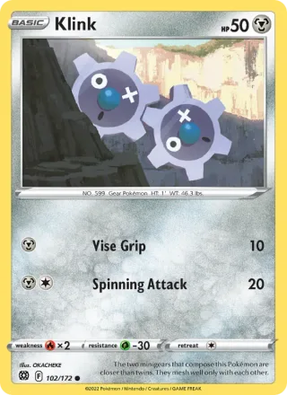 Klink #102 · Brilliant Stars Pokémon card