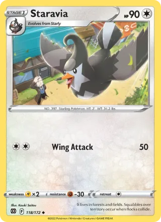 Staravia #118 · Brilliant Stars Pokémon card