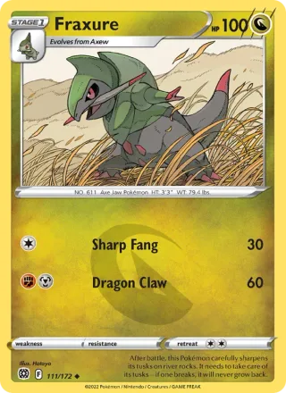Fraxure #111 · Brilliant Stars Pokémon card