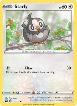 Starly #117 · Brilliant Stars Pokémon card