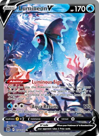 Lumineon V #156 · Brilliant Stars Pokémon card