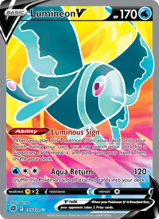 Lumineon V #155 · Brilliant Stars Pokémon card