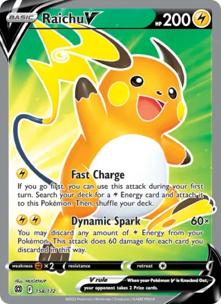 Raichu V #158 · Brilliant Stars Pokémon card