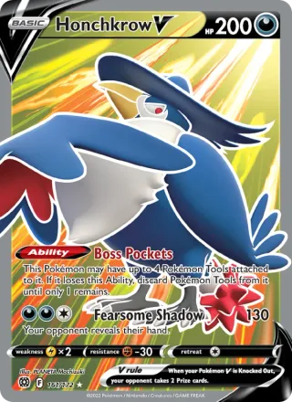 Honchkrow V #161 · Brilliant Stars Pokémon card