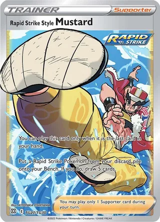 Rapid Strike Style Mustard #TG27 · Brilliant Stars Trainer Gallery Pokémon card