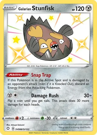 Galarian Stunfisk #SV088 · Shining Fates Shiny Vault Pokémon card