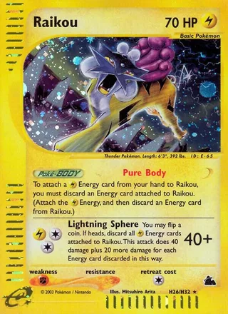 Raikou #H26 · Skyridge Pokémon card