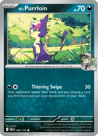 N's Purrloin #096 · Journey Together Pokémon card