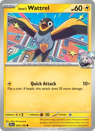 Iono's Wattrel #054 · Journey Together Pokémon card