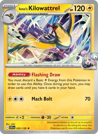 Iono's Kilowattrel #055 · Journey Together Pokémon card