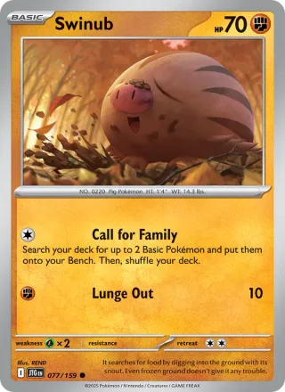 Swinub #077 · Journey Together Pokémon card