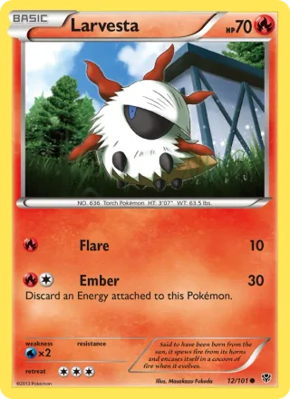 Larvesta #12 · Plasma Blast Pokémon card