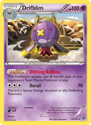 Drifblim #35 · Plasma Blast Pokémon card