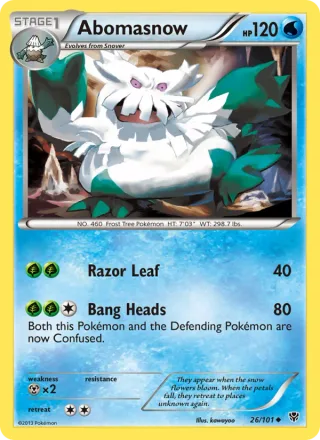 Abomasnow #26 · Plasma Blast Pokémon card