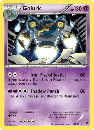 Golurk #46 · Plasma Blast Pokémon card