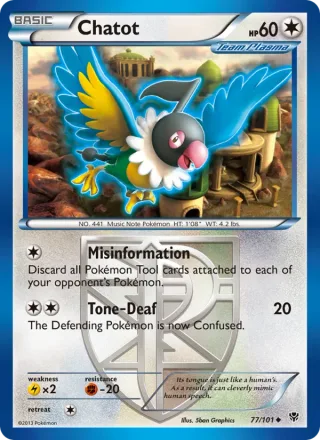 Chatot #77 · Plasma Blast Pokémon card