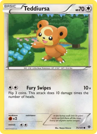 Teddiursa #75 · Plasma Blast Pokémon card