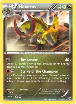 Haxorus #69 · Plasma Blast Pokémon card