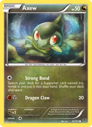 Axew #67 · Plasma Blast Pokémon card
