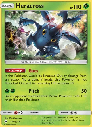 Heracross #11 · Burning Shadows Pokémon card
