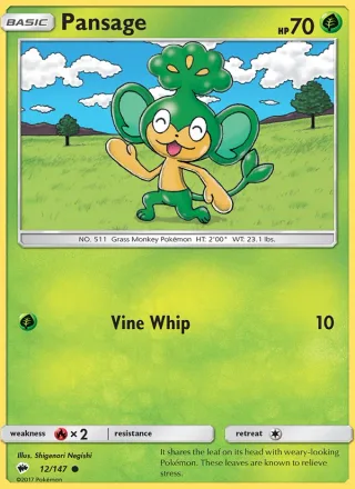 Pansage #12 · Burning Shadows Pokémon card