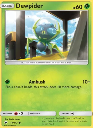 Dewpider #14 · Burning Shadows Pokémon card