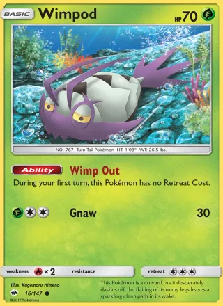 Wimpod #16 · Burning Shadows Pokémon card