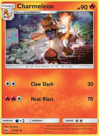 Charmeleon #19 · Burning Shadows Pokémon card