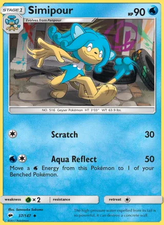 Simipour #37 · Burning Shadows Pokémon card