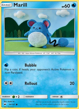 Marill #34 · Burning Shadows Pokémon card