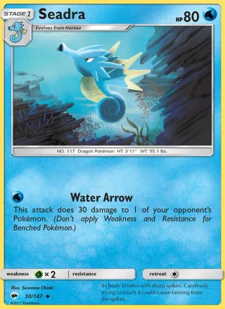 Seadra #30 · Burning Shadows Pokémon card