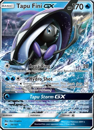 Tapu Fini GX #39 · Burning Shadows Pokémon card