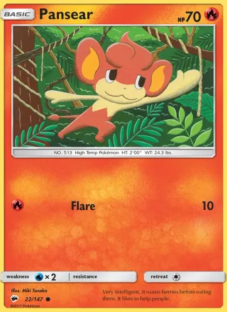Pansear #22 · Burning Shadows Pokémon card