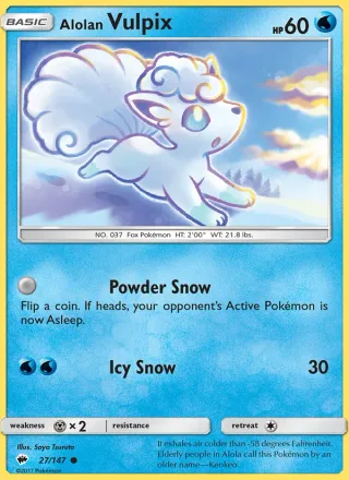 Alolan Vulpix #27 · Burning Shadows Pokémon card