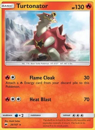 Turtonator #26 · Burning Shadows Pokémon card