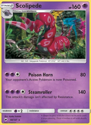 Scolipede #58 · Burning Shadows Pokémon card