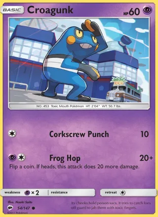 Croagunk #54 · Burning Shadows Pokémon card