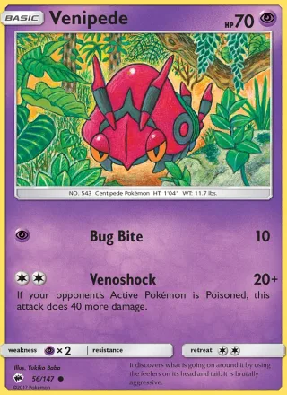 Venipede #56 · Burning Shadows Pokémon card