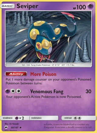 Seviper #50 · Burning Shadows Pokémon card