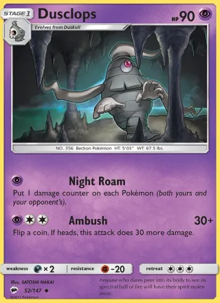 Dusclops #52 · Burning Shadows Pokémon card