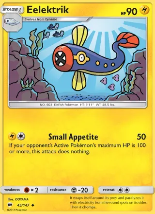 Eelektrik #45 · Burning Shadows Pokémon card
